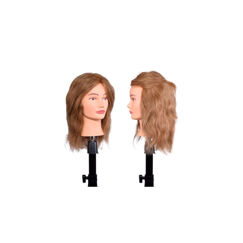 Manichino Testa Bifull Biondo Scuro 35-40 cm 100% Capelli Umani Ragazza Biondo Scuro 40