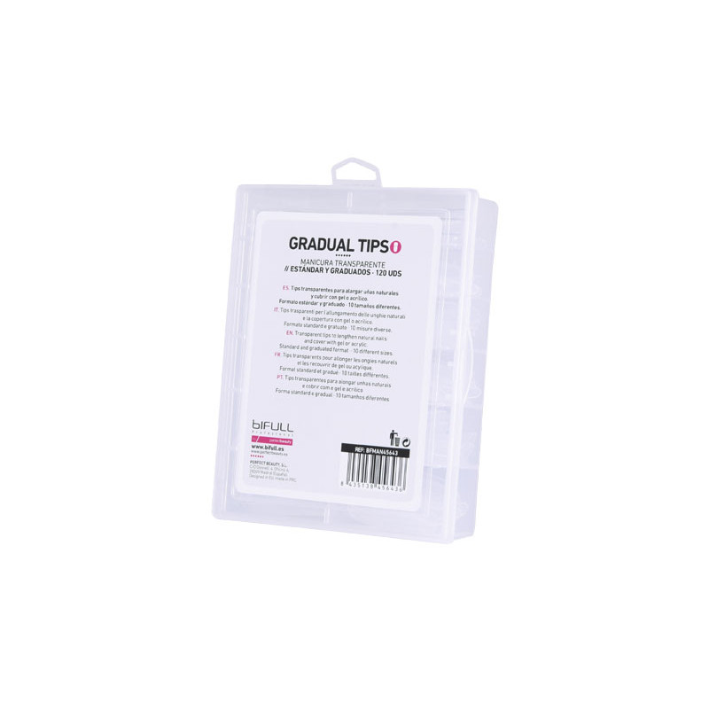 Bifull Gradual Tips 120 uds Transparente avec Format Standard et Gradué