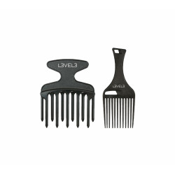 L3vel3 Set of 2 Black Afro Combs