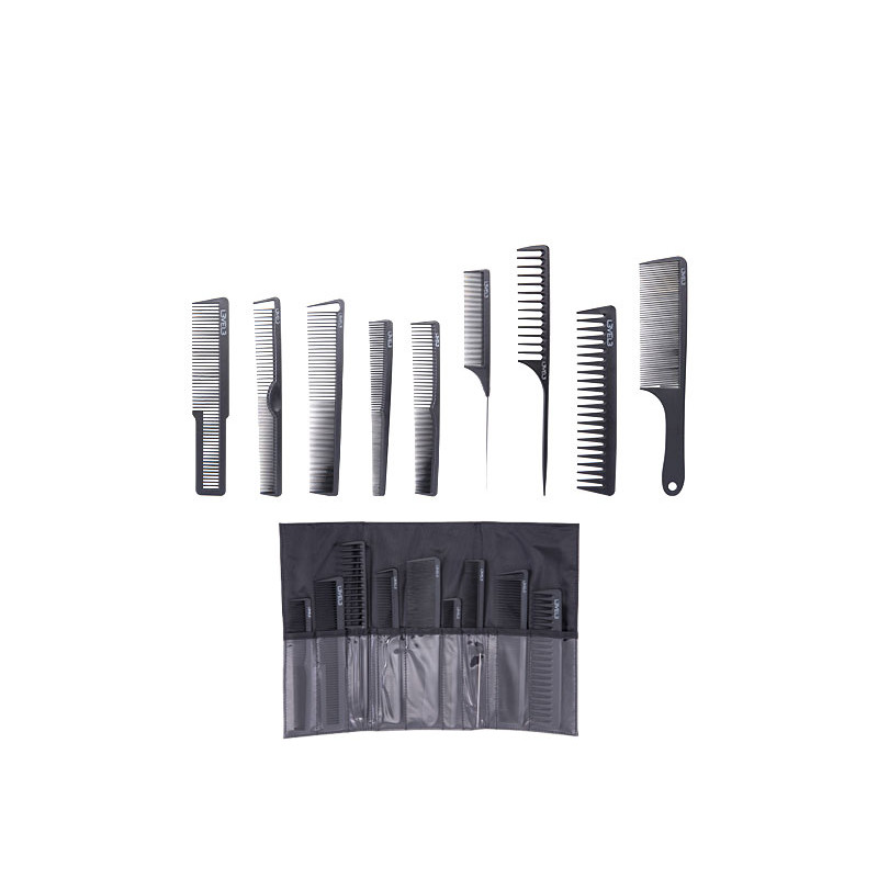 L3vel3 Set of 9 Black Combs with Case