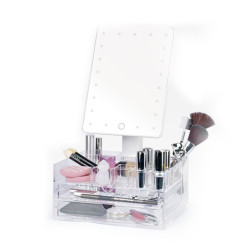 Specchio a Batteria con Luce Perfect Beauty Touch e Organizer di Assoluta Classe