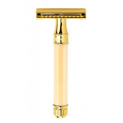 Edwin Jagger Klassischer achteckiger Rasierhobel in Gold und Elfenbein