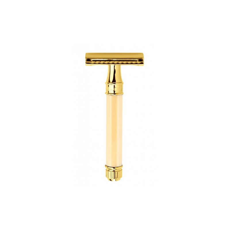 Edwin Jagger Octogonal Imitation Gold and Ivory Razor
