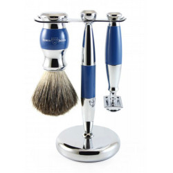 Edwin Jagger 3pc Set Ebony Double Edge rasoir de sécurité, Brosse à raser & Stand