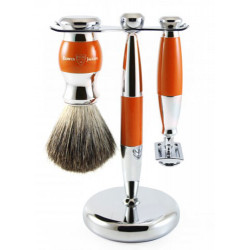 Edwin Jagger 3-teiliges Set Mach 3 Rasierer &amp; Horn Rasierpinsel und Halter