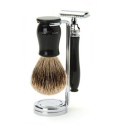 Edwin Jagger Set de Rasage Rasoir Classique, Brosse et Support