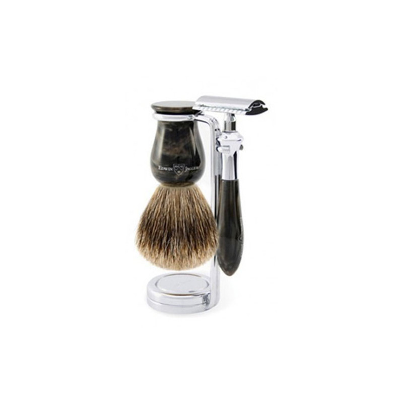 Edwin Jagger Rasierset Classic Rasierer, Pinsel &amp; Ständer Marmor