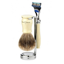 Edwin Jagger Rasierset Fusion® Rasierer, Pinsel &amp; Halter Elfenbein