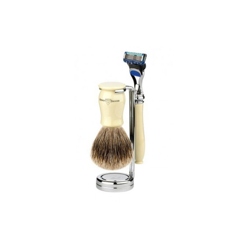 Edwin Jagger Set Afeitado Maquinilla de Afeitar Fusion®, Brocha & Soporte Marfil Edwin Jagger Set Afeitado Maquinilla de Afeitar Fusion®, Brocha & Soporte Marfil