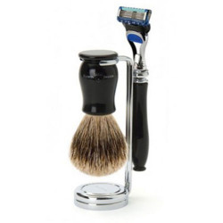 Edwin Jagger Set Afeitado Maquinilla de Afeitar Fusion®, Brocha & Soporte Marfil 
