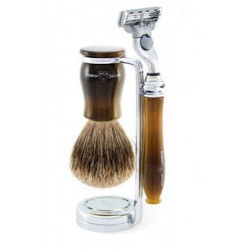 Edwin Jagger Rasierset Mach 3® Rasierer, Pinsel &amp; Hornhalter