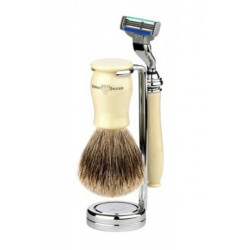 Edwin Jagger Rasierset Mach 3® Rasierer, Pinsel &amp; Halter Elfenbein