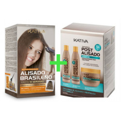 Kativa Keratin &amp; Arganöl Brasilianisches Glättungsset + Nachträgliches Glättungsset (3x250ml)