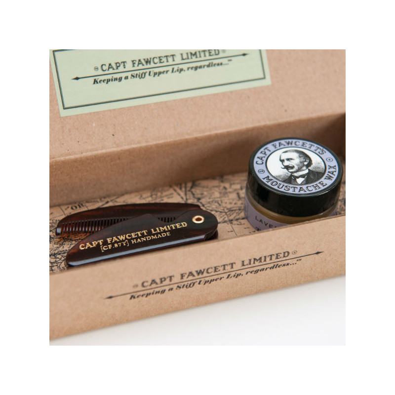 Cera per Baffi Captain Fawcett Sandalo & Pettine Pieghevole