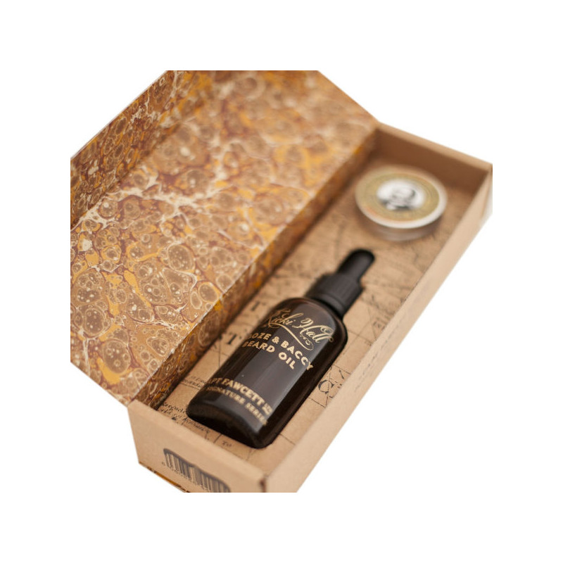 Captain Fawcett's Ricki Hall Booze & Baccy Pack Olejek do brody i Wosk do wąsów