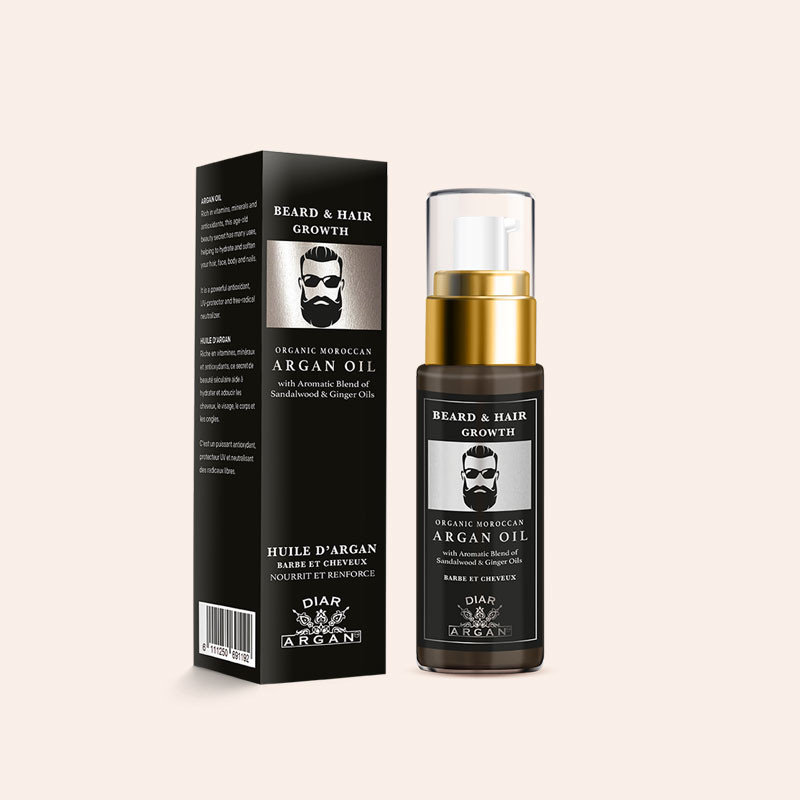 Diar Argan Aceite para Barba y Cabello con Argán, Sándalo y Jengibre (30ml) 